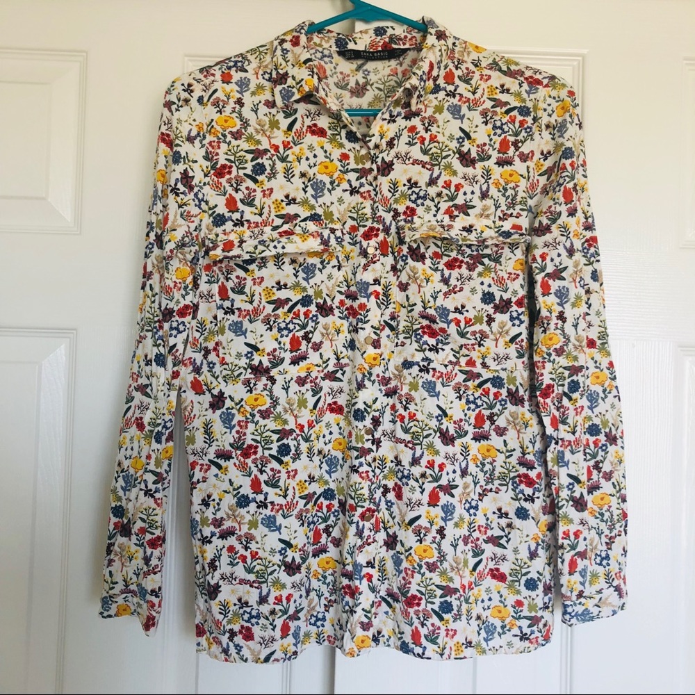 Zara vintage floral blouse